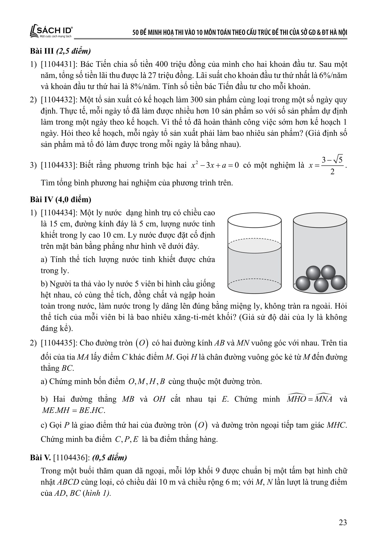 50 De Minh Hoa Thi Vao 10 - Mon Toan (Theo Cau Truc De Cua So Giao Duc Va Dao Tao Ha Noi) - Ảnh 14