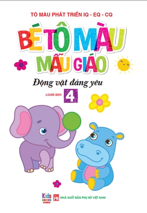 bé tập tô màu mẫu giáo - động vật đáng yêu - song ngữ anh-việt - tập 4 - Ảnh 3