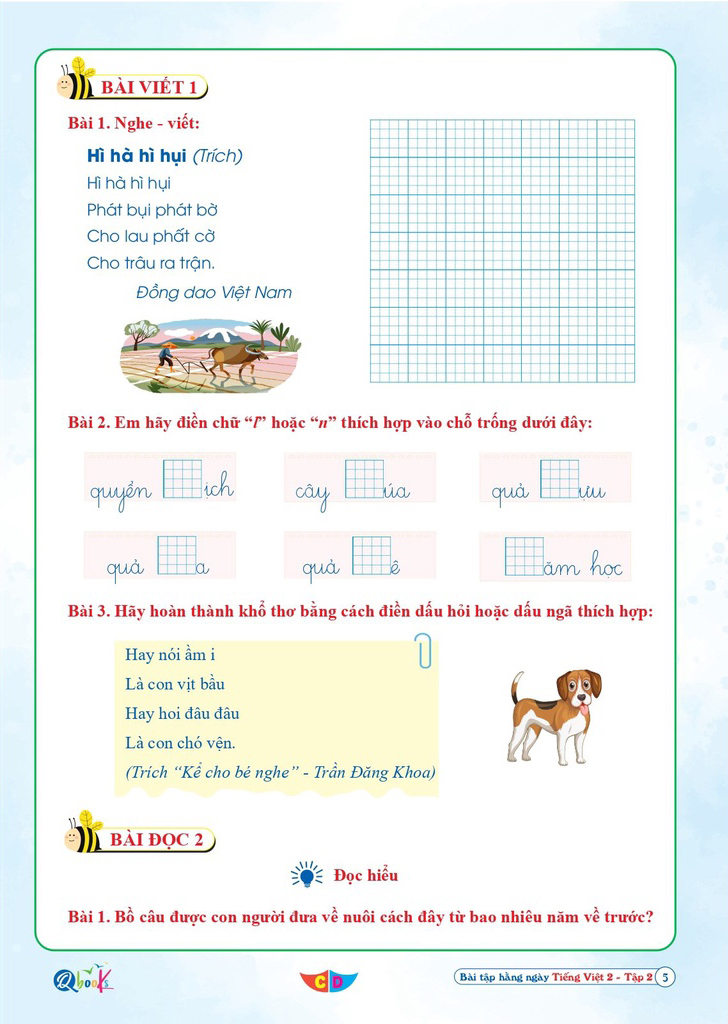 Bo
Bai Tap Hang Ngay Tieng Viet 2 - Tap 2 (Bien Soan Theo Chuong Trinh SGK Canh Dieu) - Ảnh 5