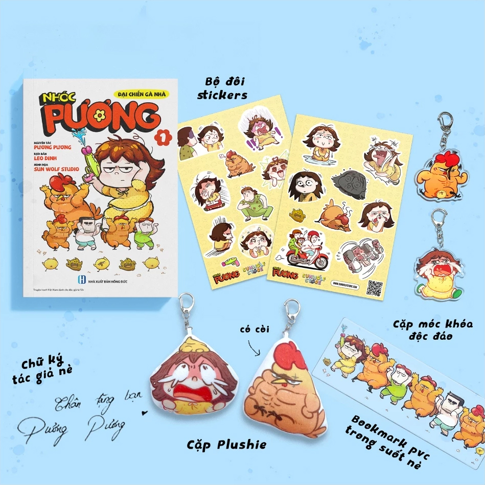 Bộ Nhóc Pương - Tập 1 - Đại Chiến Gà Nhà - Bản Sưu Tầm - Tặng Kèm Bookmark PVC Trong Suốt + Chữ Ký Tác Giả + Cặp Móc Khóa Độc Đáo + Cặp Plushie + Bộ Đôi Sticker - Ảnh 2