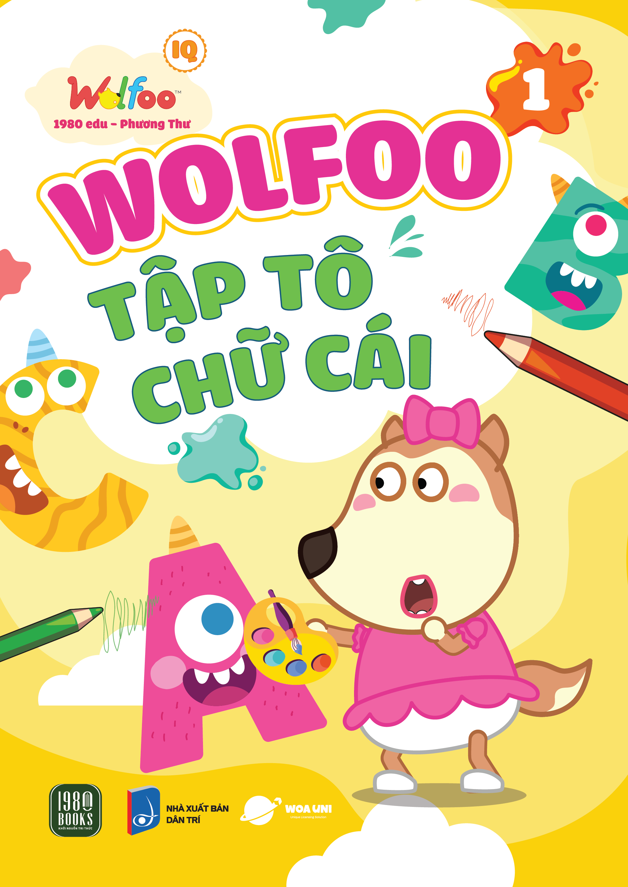 bộ sách wolfoo iq - wolfoo tập tô chữ cài và chữ số (bộ 6 cuốn) - Ảnh 2