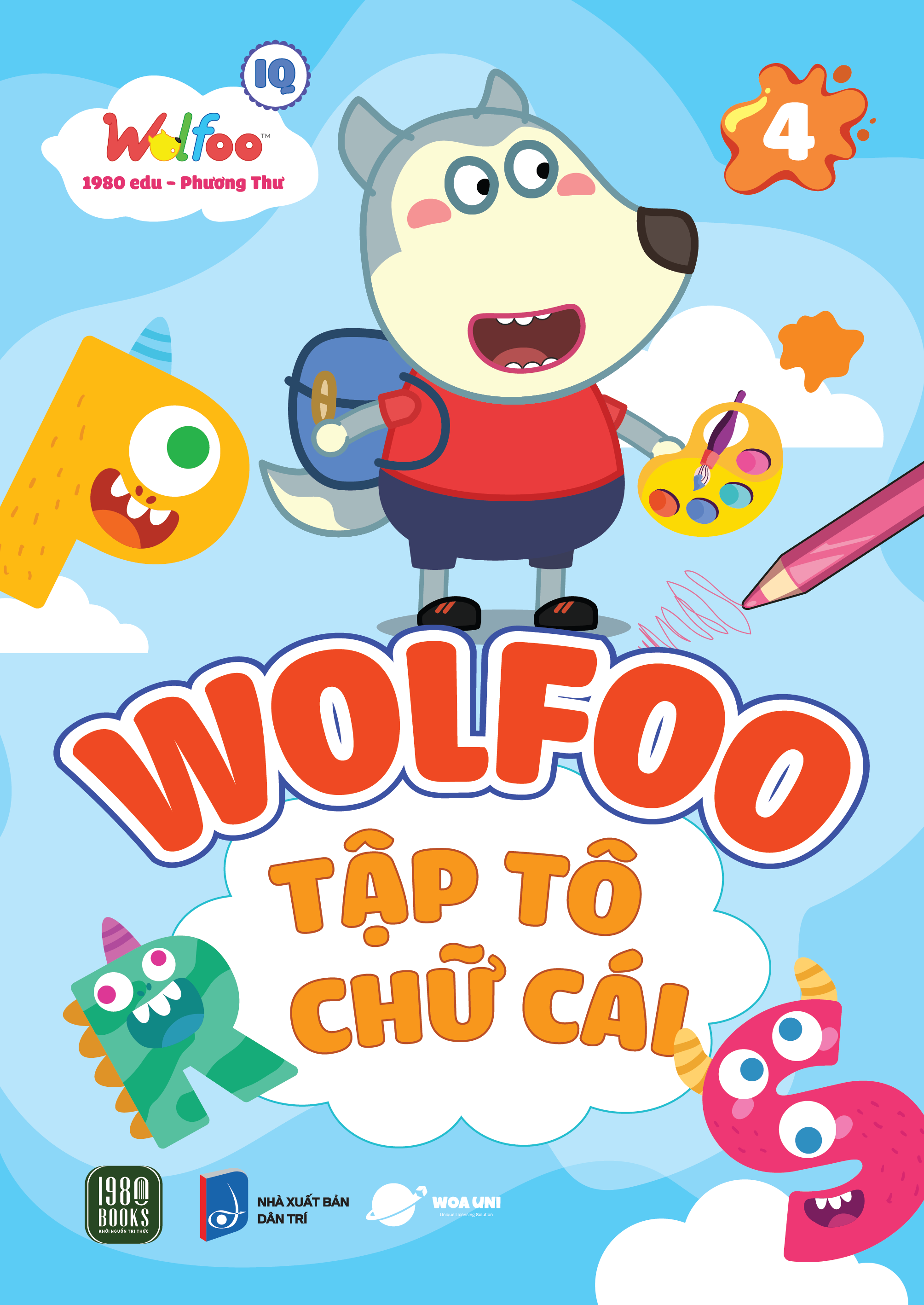 bộ sách wolfoo iq - wolfoo tập tô chữ cài và chữ số (bộ 6 cuốn) - Ảnh 5