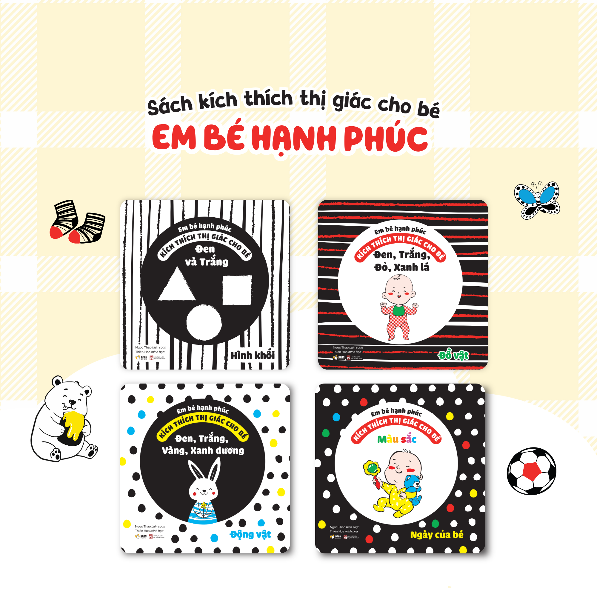 Em Bé Hạnh Phúc - Kích Thích Thị Giác Cho Bé - Đen, Trắng, Đỏ, Xanh Lá - Đồ Vật - Bìa Cứng - Ảnh 4