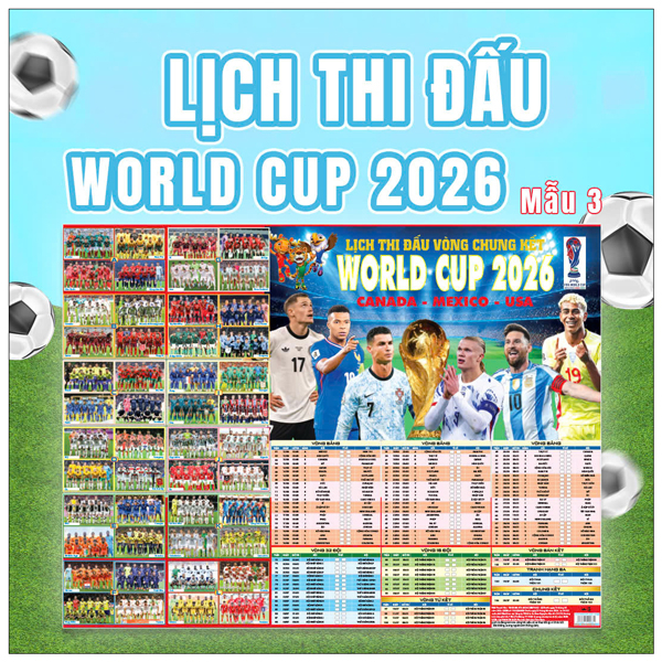 Poster Lịch Thi Đấu Vòng Chung Kết World Cup 2026 - Kèm Ống - 65 x 86 cm - Mẫu 2 - Ảnh 5