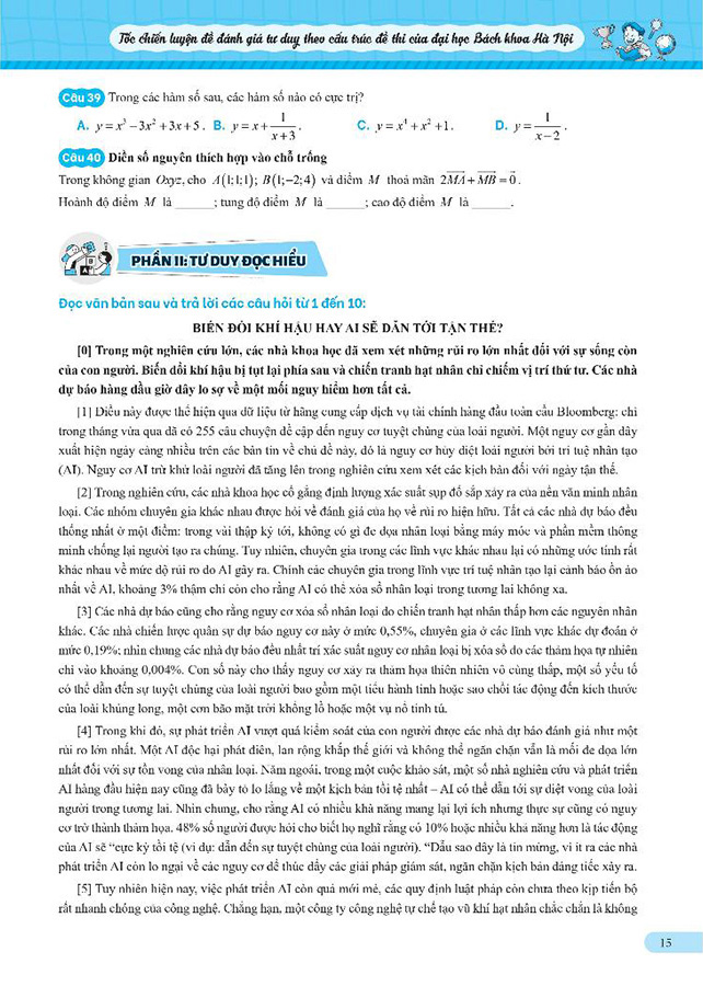 Tốc Chiến - Luyện Đề Kiểm Tra Tư Duy - Theo Cấu Trúc Đề Thi Của Đại Học Bách Khoa Hà Nội (Tái Bản 2025) - Ảnh 7